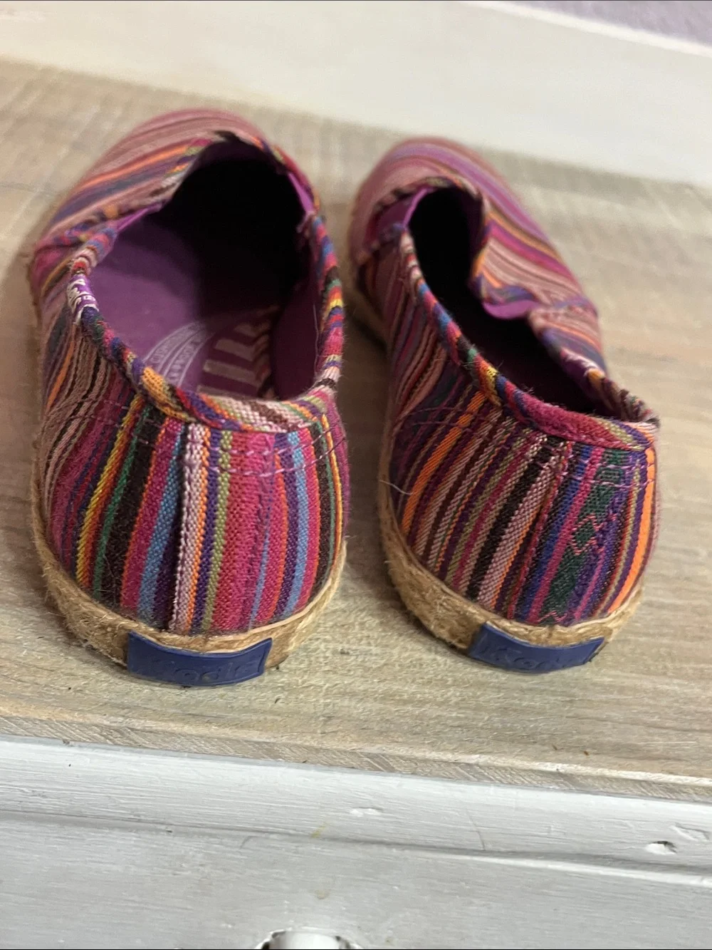 Keds Y2 K Pink Multicolor Striped Espadrille Slip-On Sz 7.5